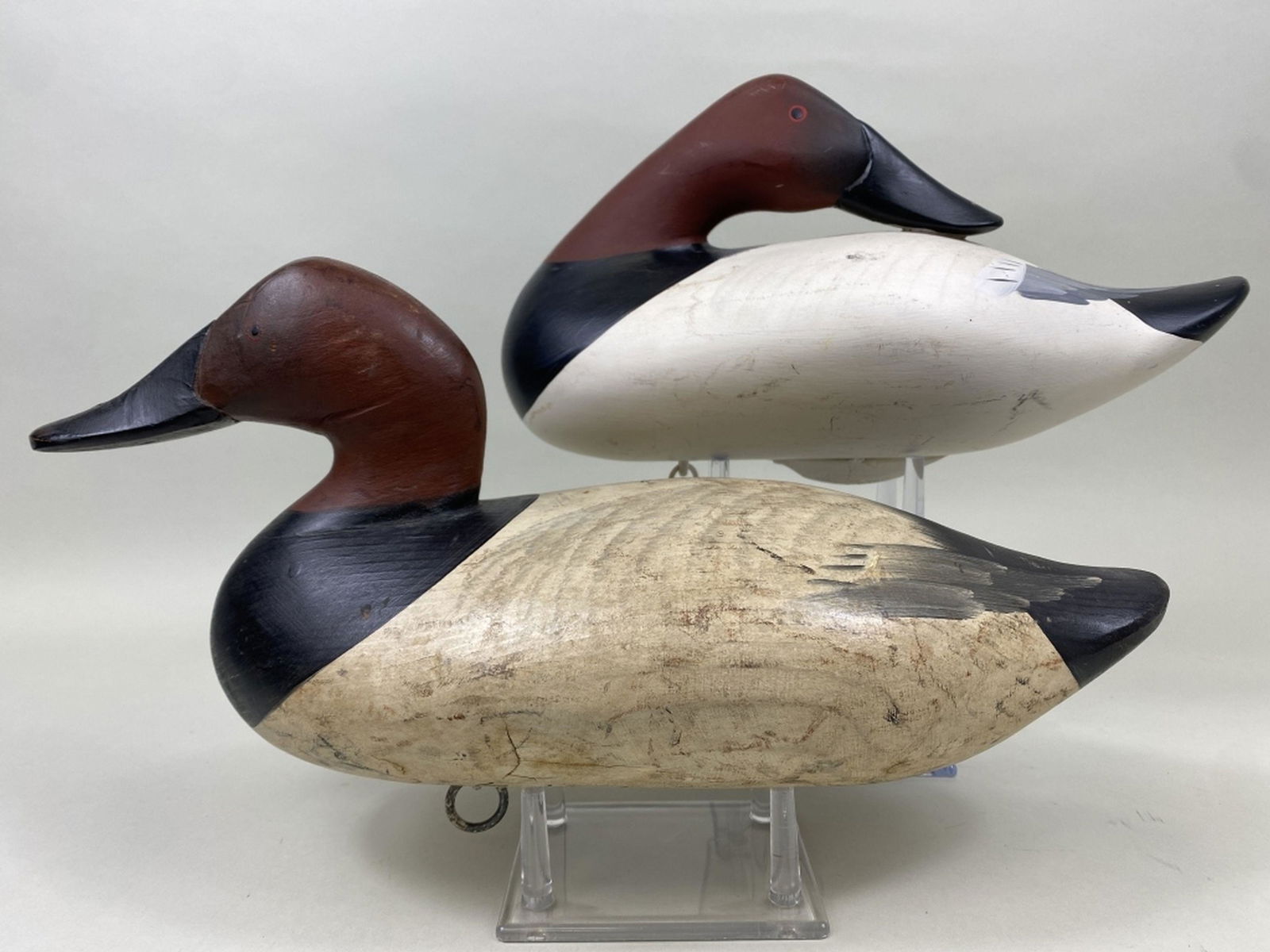 2 Canvasback Drake Duck Decoys Auction