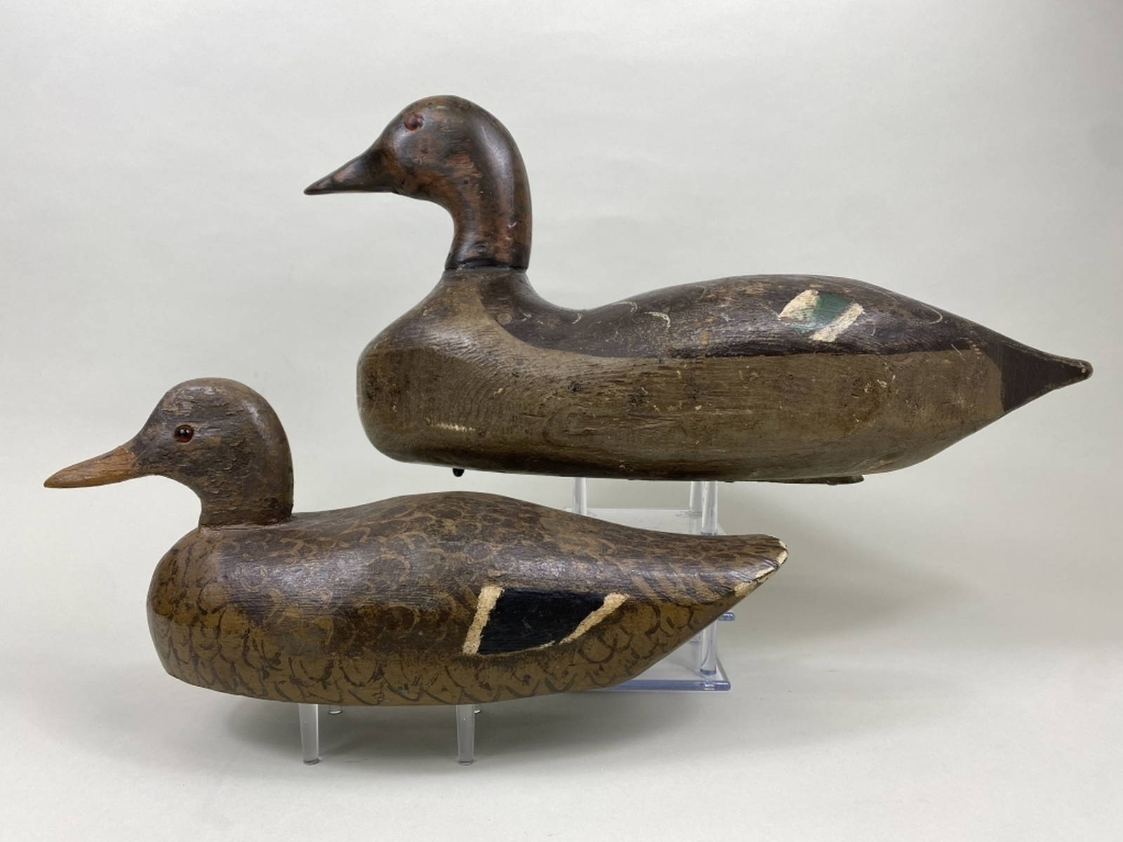 2 Mallard Hen Duck Decoys Auction