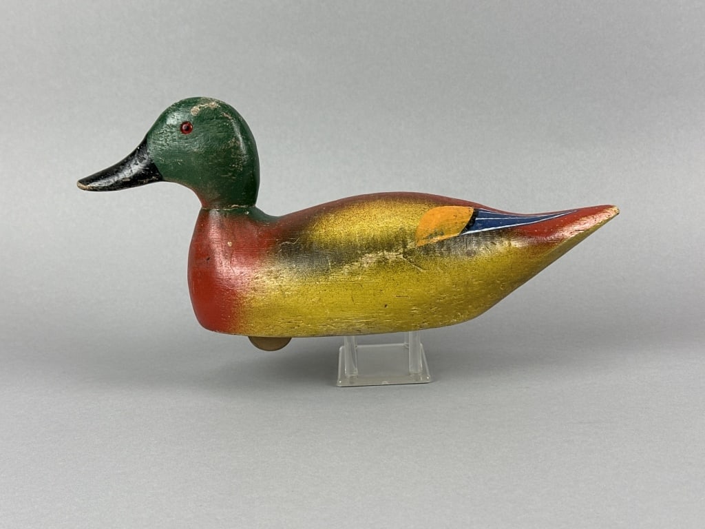 Rare Evans Pull Toy: Ladysmith, WI, glass eyes, original paint with light wear, head is loose, missing rear wheels, hard to find, 14"L, est. 800-1,200