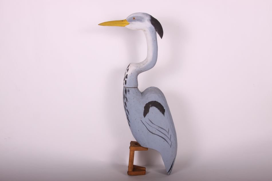 Blue Heron Handcarved and Painted by Wayne Boblenz of: Blue Heron Handcarved and Painted by Wayne Boblenz of Marion, Ohio, Solid Body, Original Paint