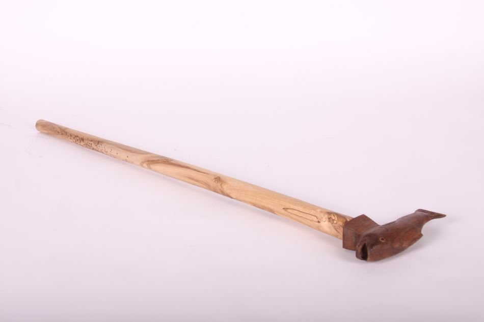 Handcarved and Painted Cane by Wayne Boblenz of Marion,: Handcarved and Painted Cane by Wayne Boblenz of Marion, Ohio, With Fish Handle, 36" Tall