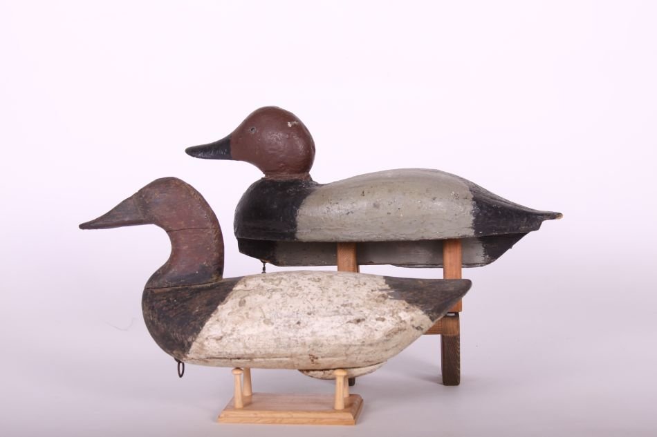 Lot of Two Canvasback Drake Duck Decoys, one Hollow (1 of 2)
