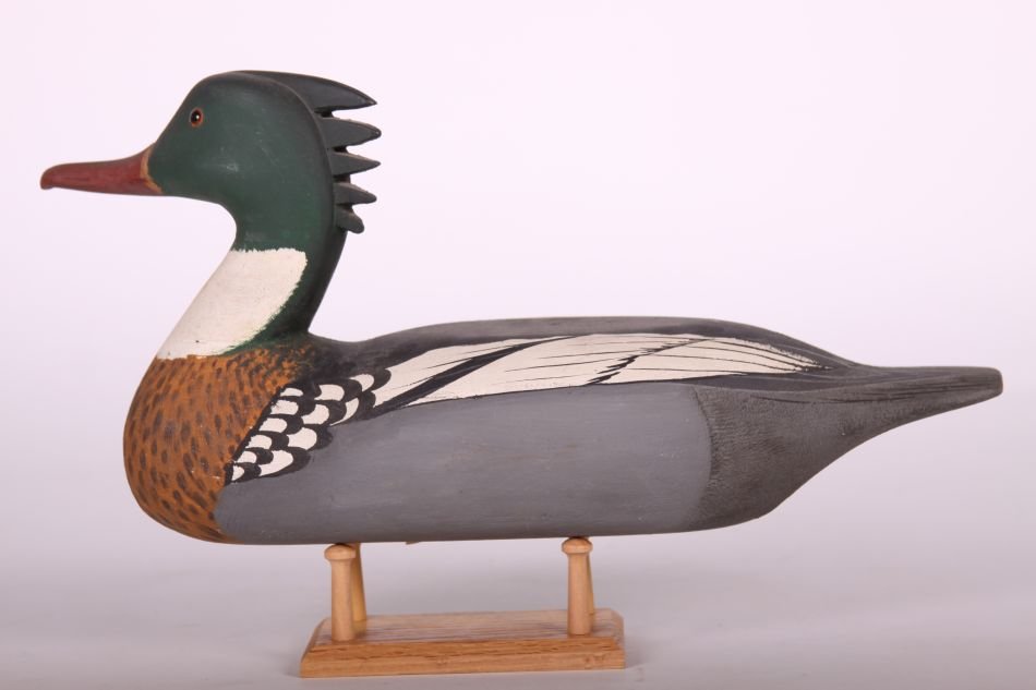 Merganser Drake Duck Decoy by W. Beeson, Solid Body, (1 of 6)