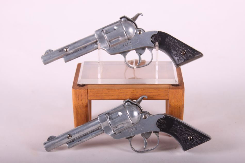 Pr. Of Nichols Pony Cap Guns, Die Cast, Black Grips: Pr. Of Nichols Pony Cap Guns, Die Cast, Black Grips