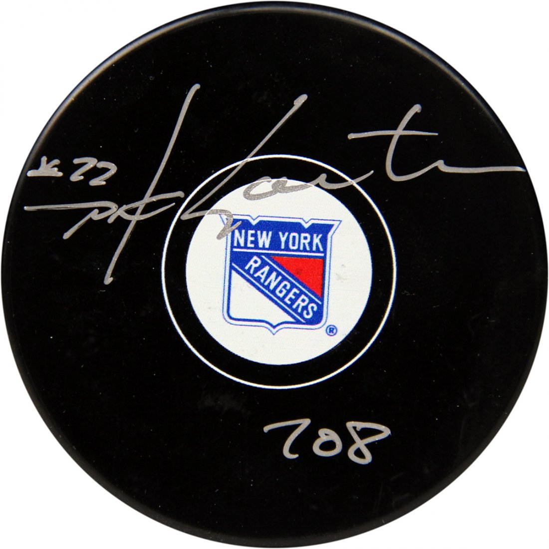 Mike Gartner Signed New York Rangers Puck w/ 708 Insc (: Mike Gartner Signed New York Rangers Puck w/ 708 Insc (AJ Sports World COA)
