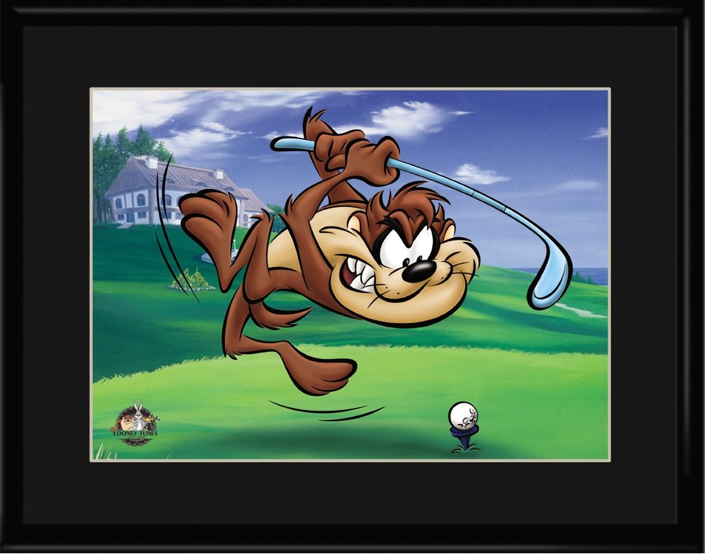 Taz Tee Off 11x14 Lithograph: Taz Tee Off lithograph featuring Looney Tunes character the Tazmanian Devil. Perfect for any golfer's room. Limited Edition of 5,000 pieces. Comes matted and framed with Certificate of Authenticity. S