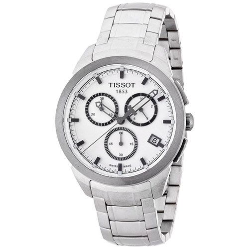 Titanium case, Titanium bracelet, White chronograph dia: titanium case, titanium bracelet, white chronograph dial, swiss quartz movement, scratch resistant sapphire, water resistant up to 10 atm - 100 meters - 330 feet Heating colorless and very pale blue s