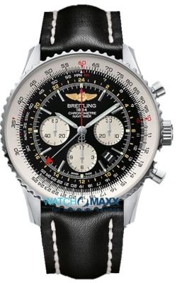 Breitling Navitimer GMT Men's Watch: Breitling Navitimer GMT Men's Watch Stainless steel case - 48mm case dimension - Black/silver subs dial - Black calf leather strap - Automatic Self Winding Caliber Breitling 04 movement - 100% Authent