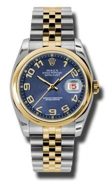 Rolex Datejust Mens Men's Watch: Rolex Datejust Mens Men's Watch Stainless steel and 18kt yellow gold case - 36mm case dimension - Blue concentric arabic dial - Stainless steel with 18kt yellow gold bracelet - Automatic Self Winding