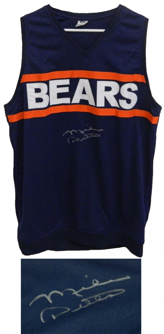 Mike Ditka signed navy custom throwback coaching sweate: mike ditka signed navy custom throwback coaching sweater vest. item comes with a memorabilia tamper-proof numbered hologram and certificate of authenticity which can be verified online.