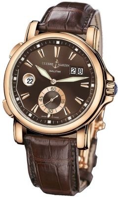Ulysse Nardin GMT Big Date 42mm Men's Watch: Ulysse Nardin GMT Big Date 42mm Men's Watch 18kt rose gold case - 42mm case dimension - Silver dial - Alligator/crocodile leather brown strap - Automatic Self Winding movement - 100% Authentic Usually
