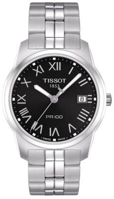 Tissot T-Classic PR 100 Men's Watch: Tissot T-Classic PR 100 Men's Watch Stainless steel case - 36.6 x 38mm case dimension - Black dial - Stainless steel bracelet - Battery Powered Quartz movement - 100% Authentic Usually ships in 1 to 2