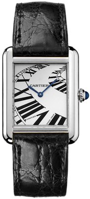 Cartier Tank Solo Women's Watch: Cartier Tank Solo Women's Watch Stainless steel case - 24mm x 30mm case dimension - Silver opaline with roman numerals dial - Black crocodile leather strap - Calibre 157 Battery Powered Quartz movemen