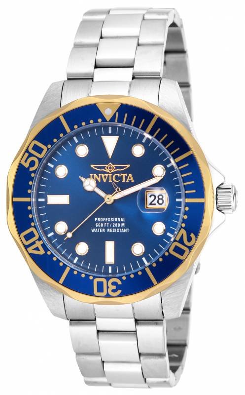 Invicta Men's 18732 Pro Diver Quartz 3 Hand Blue Dial W: Plunge into any horizon using the steadfast guidance of the Invicta Pro Diver. Stylishly classic, internal workings are forged with variations of bold movements. Built with confident prowess, the fort