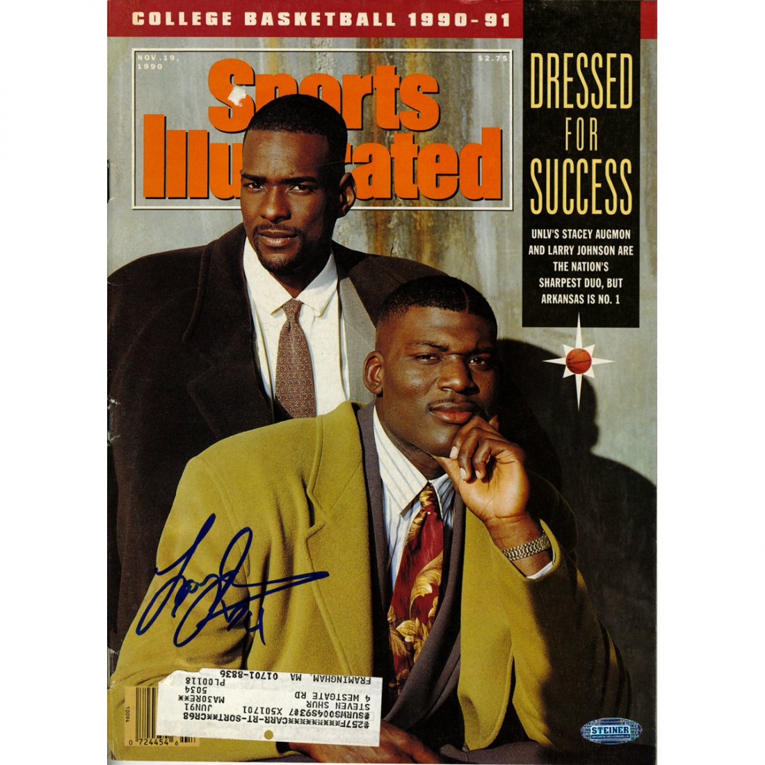 Larry Johnson Signed 11/19/1990 Sports Illustrated Maga: Larry Johnson Signed 11/19/1990 Sports Illustrated Magazine