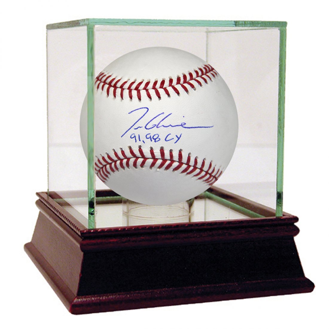 Tom Glavine Signed MLB Baseball W/ "91, 98 Cy " Insc.: Tom Glavine Signed MLB Baseball W/ "91, 98 Cy " Insc.