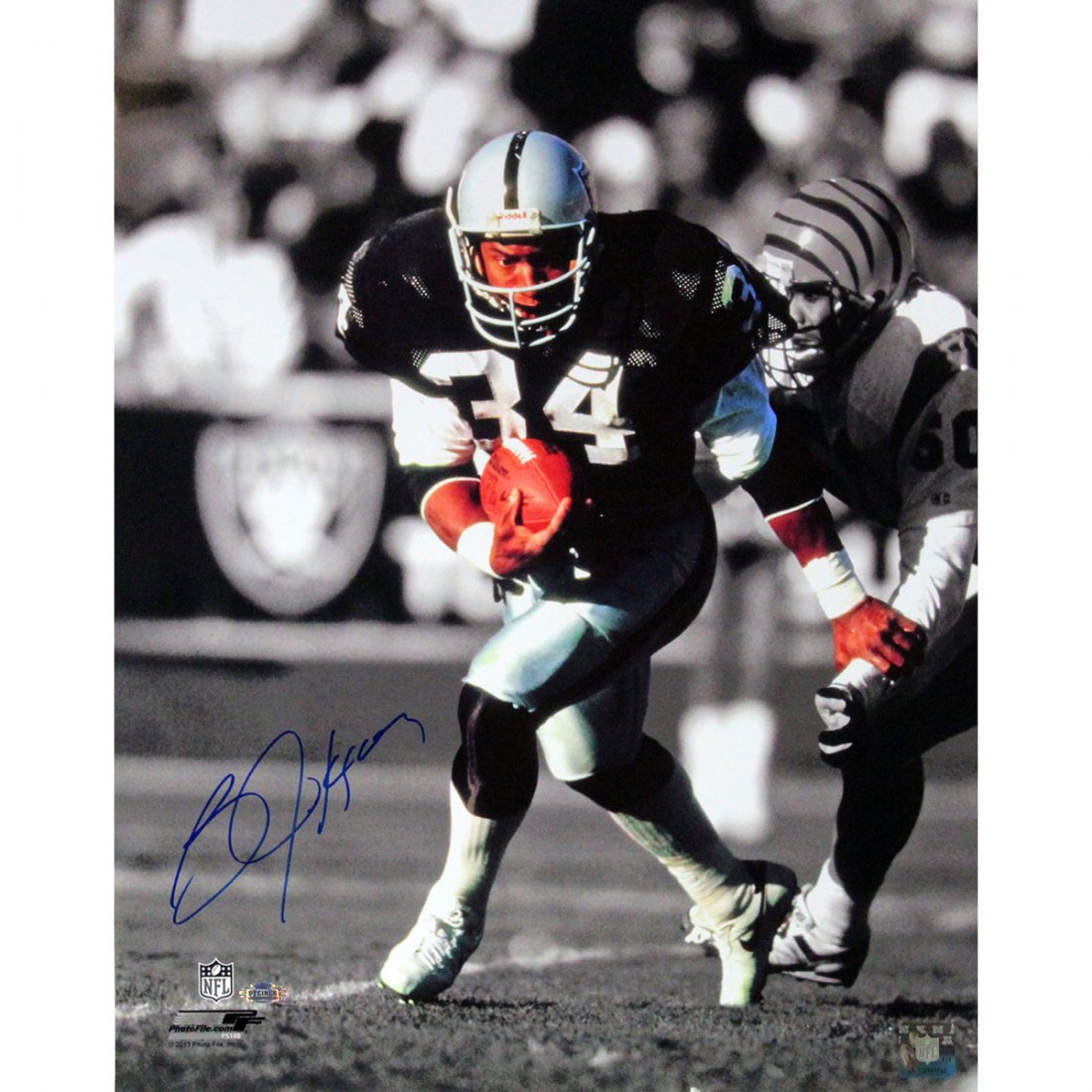 Bo Jackson Raiders Signed 16x20 Photo (Signed in Blue): Bo Jackson Raiders Signed 16x20 Photo (Signed in Blue)