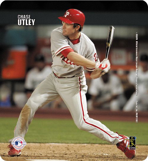 Chase Utley Action Mouse Pad: This mouse pad features Chase Utley in action. Utley bats left-handed and throws right-handed. Since becoming a permanent fixture as the Phillies' second baseman, Utley has demonstrated versatility as