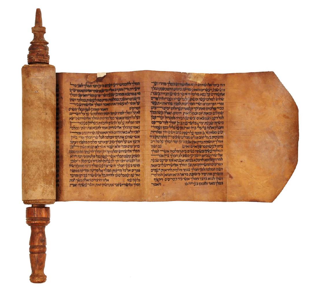 Book of Esther with an Etz Chaim (Handle). Ink on Red (1 of 3)