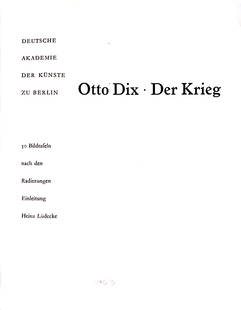 Otto Dix: Der Krieg: Otto Dix: Der Krieg by Otto Dix, 1961. condition:Good.