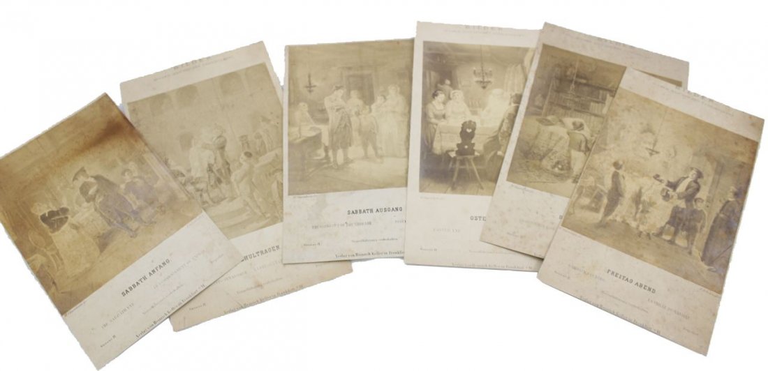 Moritz Daniel Oppenheim. Package of 6 Lithographs.: Moritz Daniel Oppenheim. Package of 6 Lithographs about Jewish life in the 19th century, Beginning Of The 20th Century. Different situations. Average size 20/30 cm.