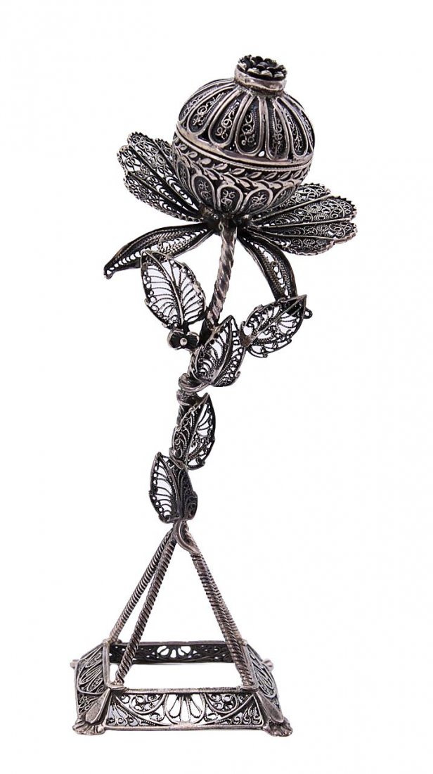 Spice case made of silver, filigree work, shape of a (1 of 6)