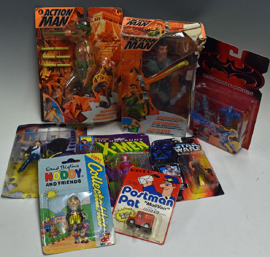 Action Man Toy Figures includes Bowman and Jungle...: Action Man Toy Figures includes Bowman and Jungle Dart together with Iceblast Mr Freeze, Xmen Magnetic, MIB Street-Striker Kay, Star Wars Luke Skywalker, Postman Pat Van and Big Ears (Noddy) figure al