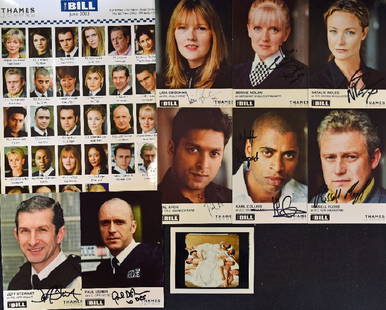 Autographs – Selection of The Bill Signed Photocards...: Autographs – Selection of The Bill Signed Photocards to include Jeff Stewart, Paul Usher, Russell Floyd, Karl Collins, Pal Aron, Natalie Roles, Bernie Nolan, Lisa Geoghan, plus a photograph from Col