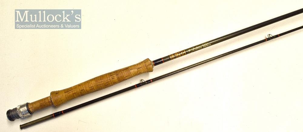Hardy carbon trout fly rod – The Richard...: Hardy carbon trout fly rod – The Richard Walker Farnborough 9ft 2pc line 7/8#, handle soiled with signs of wear to the whippings around some of the guides – in mob
