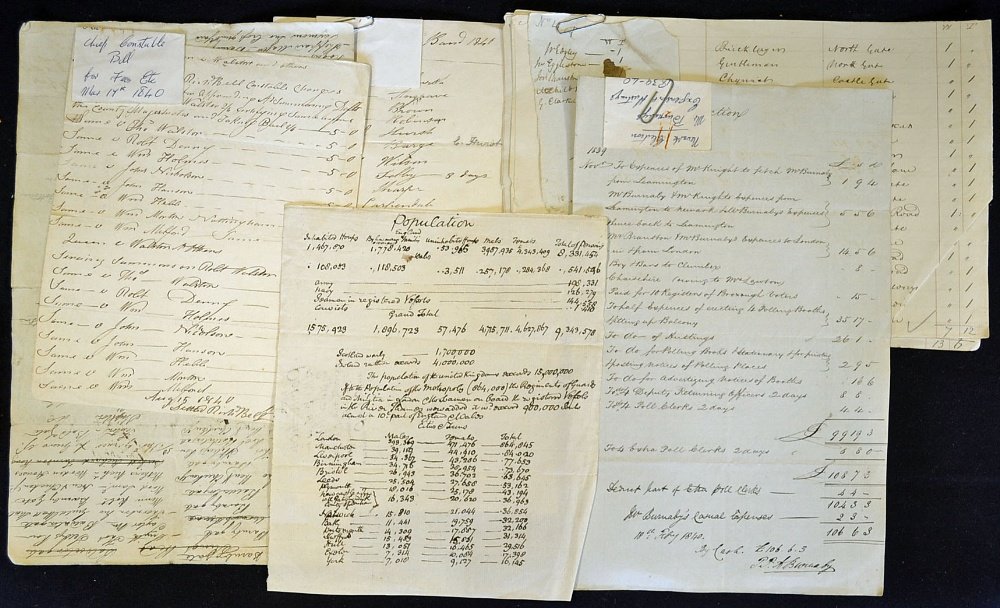 Nottinghamshire Political The Newark Election 1840: Nottinghamshire Political The Newark Election 1840 quantity of ms and printed papers all relating to the Newark Election of 1840 including lists of voters^ all of whom are allied to particular pubs in