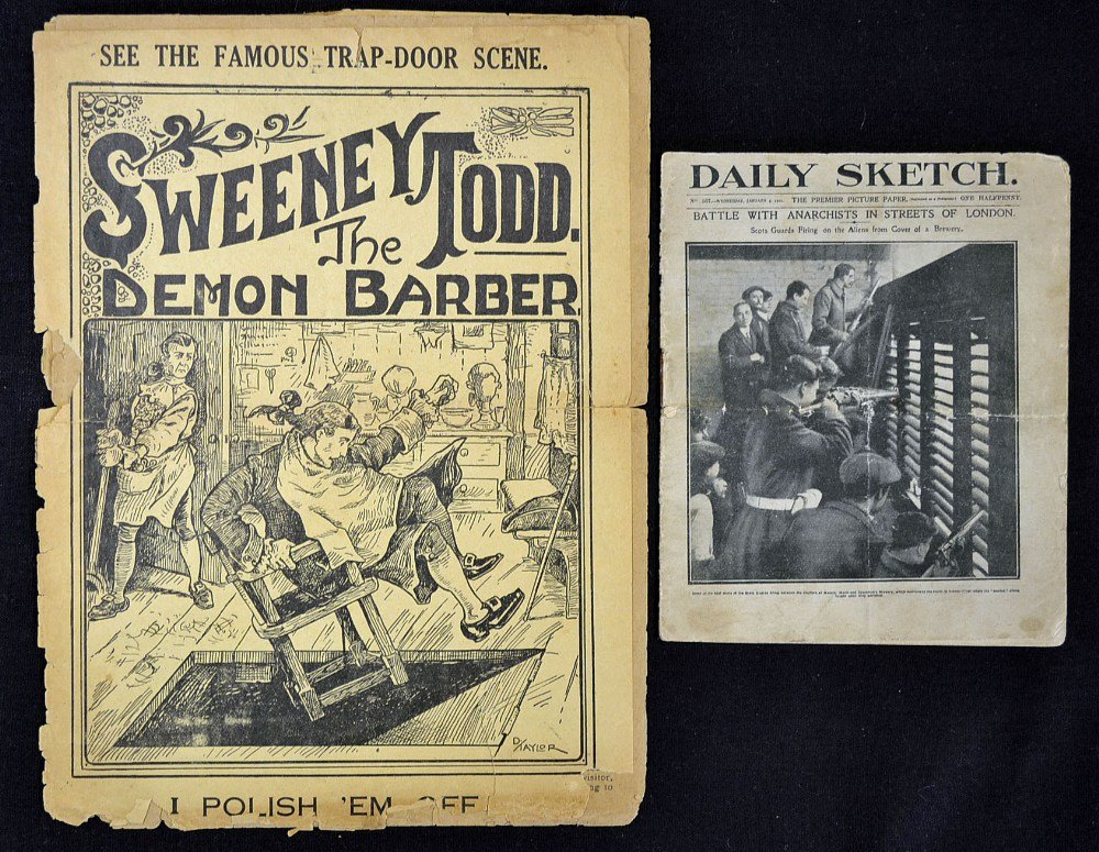 Quantity of Newspapers including 1910 Daily M: Quantity of Newspapers including 1910 Daily Mirror, 1911 Daily Sketch, an early No1762 I'm Going Back To Himazas song sheet, Sweeney Todd The Demon Barber booklet, 1929 Comic Cuts magazine, and a quan