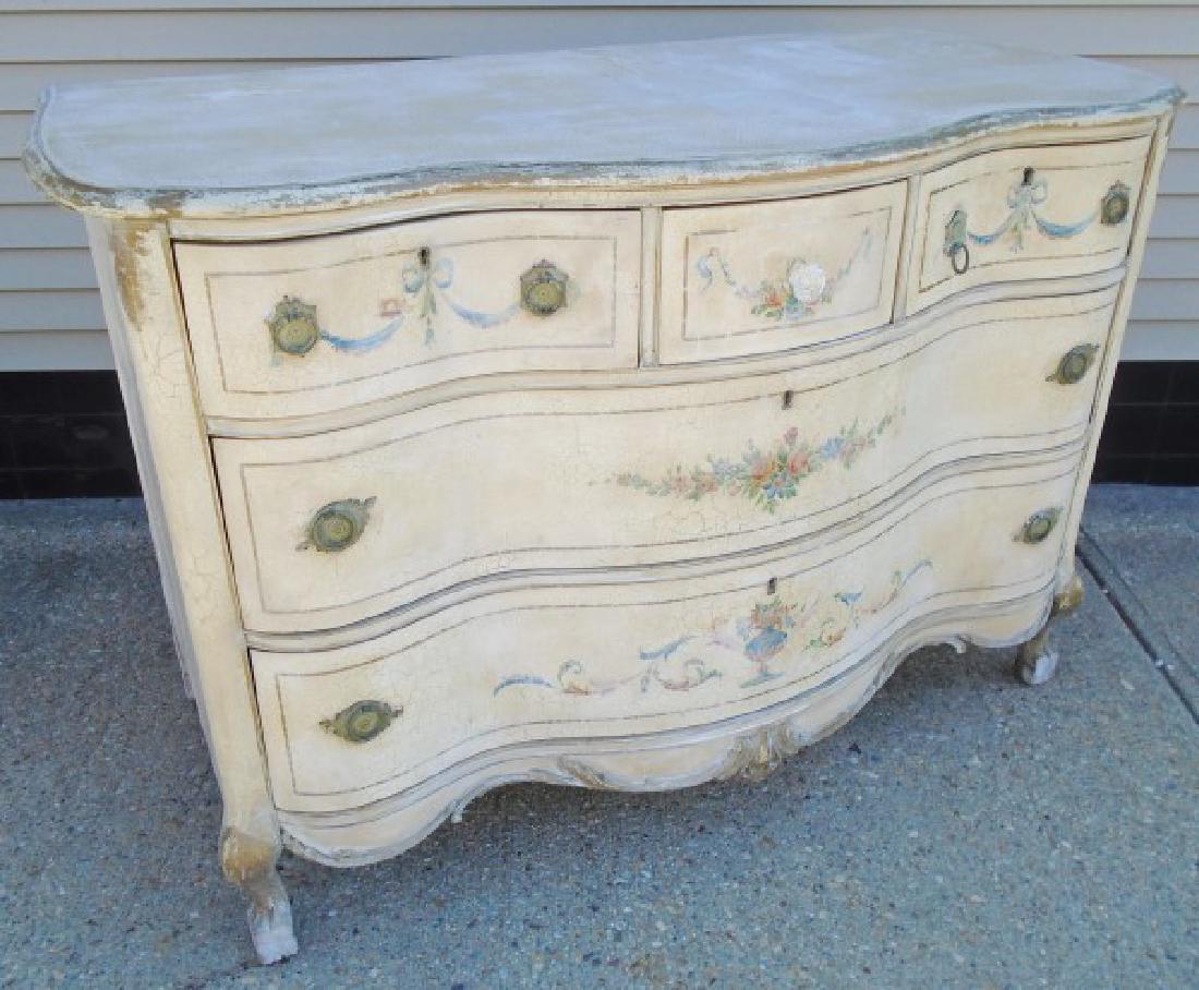 Paint Decorated Serpentine Front Ladies Chest (1 of 1)