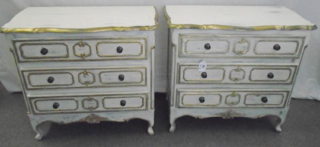 Pr Painted 3 Drawer French Chests (1 of 1)
