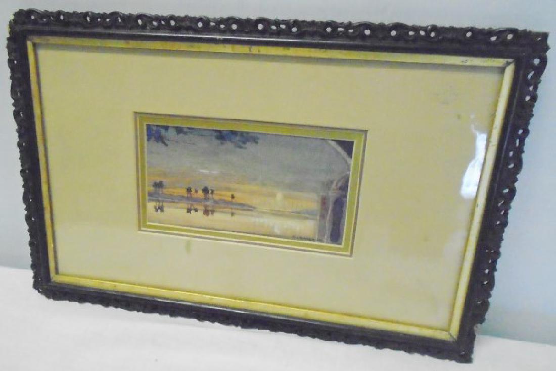 Watercolor, "Taj at Sunset": Watercolor, "Taj at Sunset" 4" x 7", sgnd RC Sinker 1951