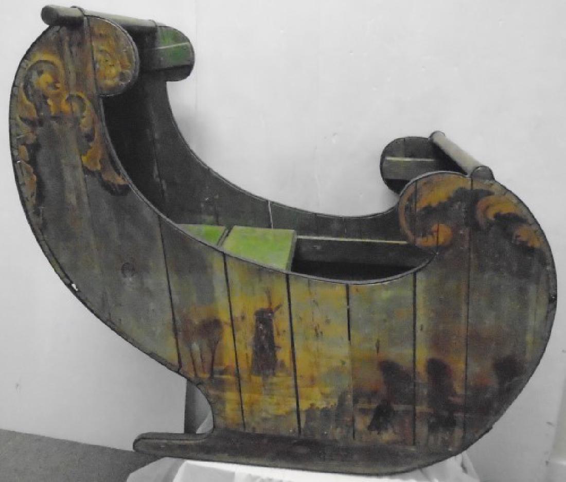 19th Cent Paint Decorated Ice Sled: 19th Cent Paint Decorated Ice Sled