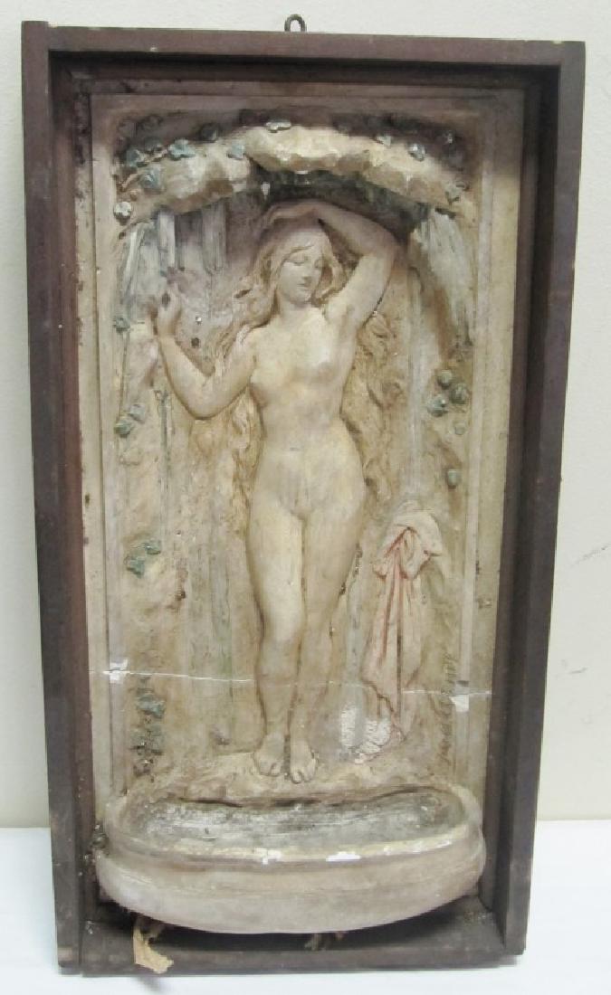 Interesting Framed Plaster relief Plaque, 1914 with: Interesting Framed Plaster relief Plaque, 1914 with crack