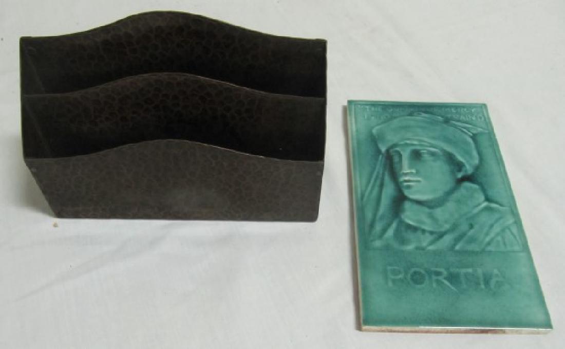 Stickley Letter Holder & Arts & Crafts Tile: Stickley Letter Holder & Arts & Crafts Tile