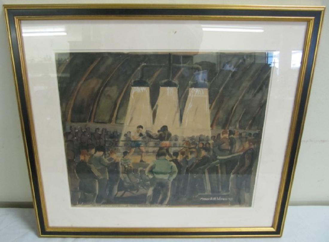 Watercolor "Joe Louis" Sgnd M A Warren 1943: Watercolor "Joe Louis" Sgnd M A Warren 1943
