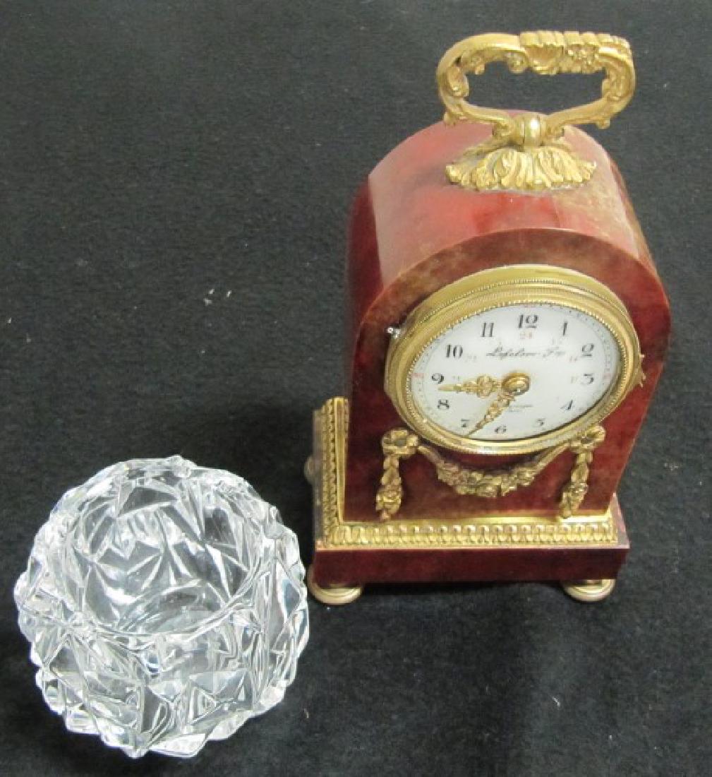 Ormolu Mounted French Clock & Tiffany Bowl: Ormolu Mounted French Clock & Tiffany Bowl