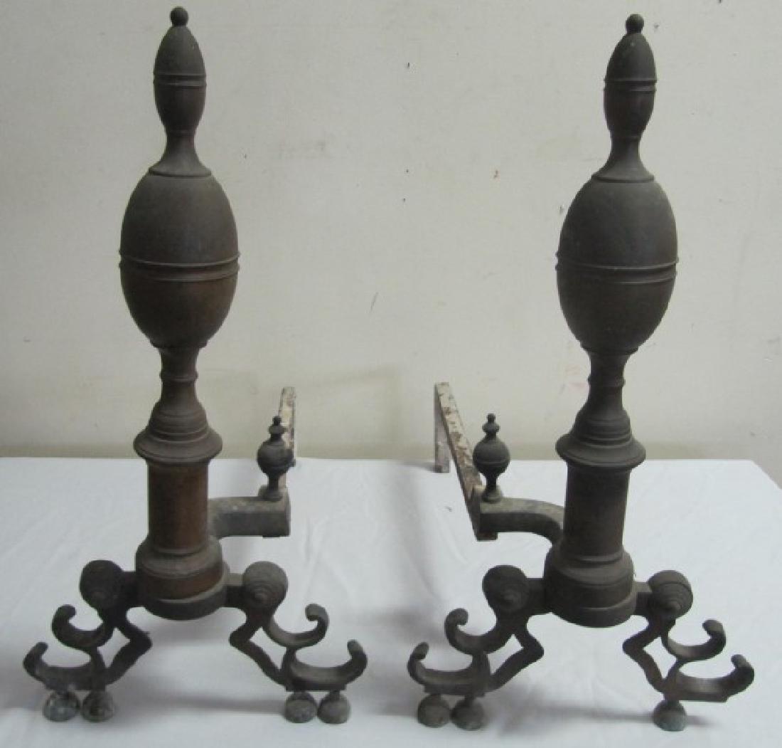 Pair of Brass Andirons: Pair of Brass Andirons