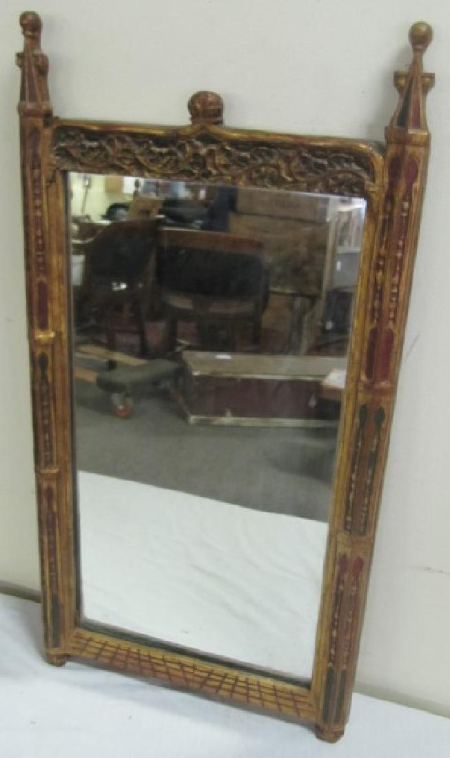 Gothic Hand Painted & Gilt wood Mirror: Gothic Hand Painted & Gilt wood Mirror