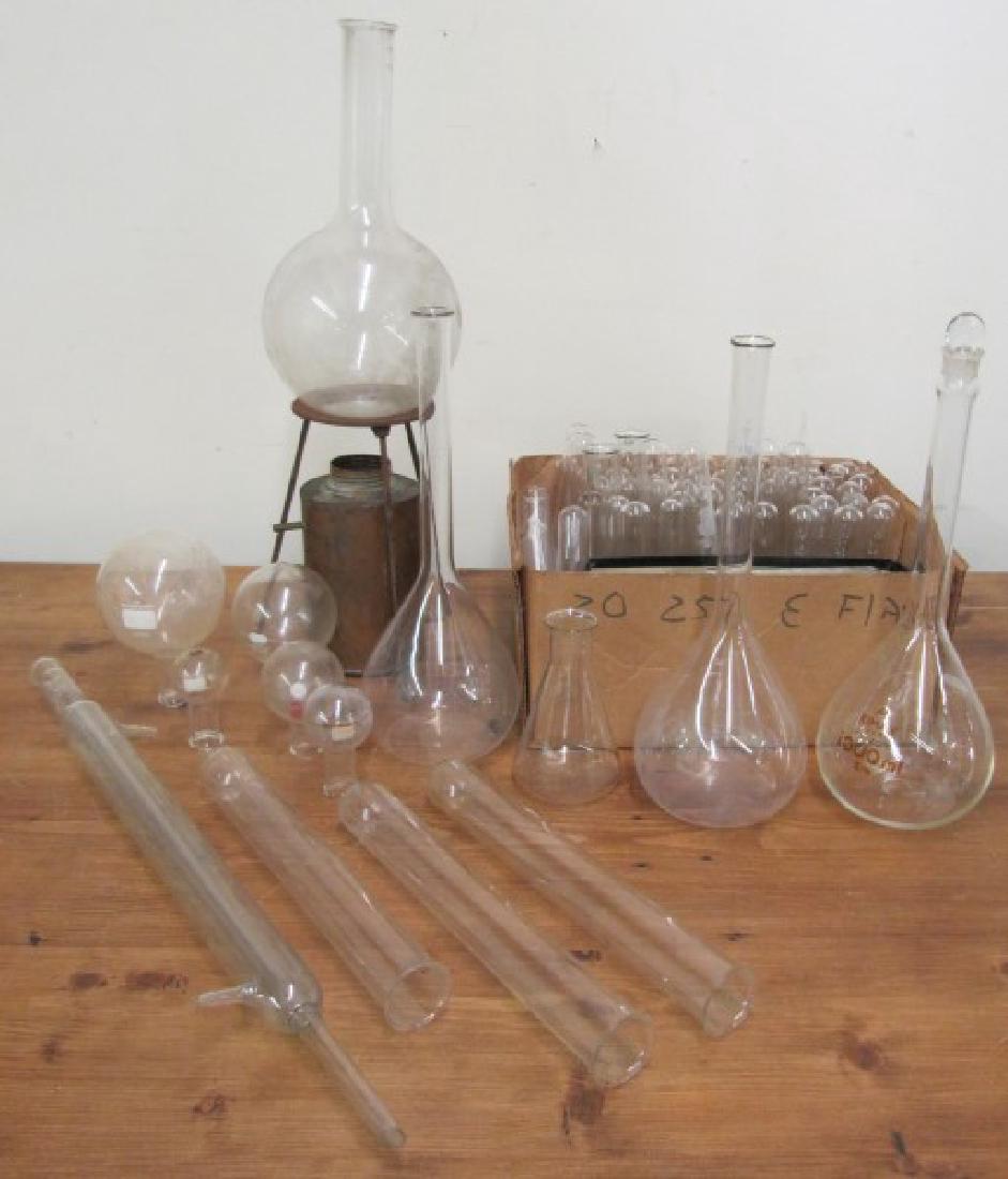 Beaker & Flask Lot: Beaker & Flask Lot **** PLEASE NOTE large beaker on brass stand got broke******