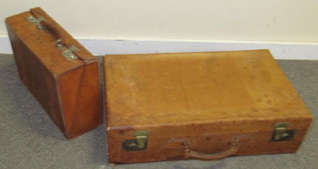 2 Pc. Leather Luggage Lot: 2 Pc. Leather Luggage Lot