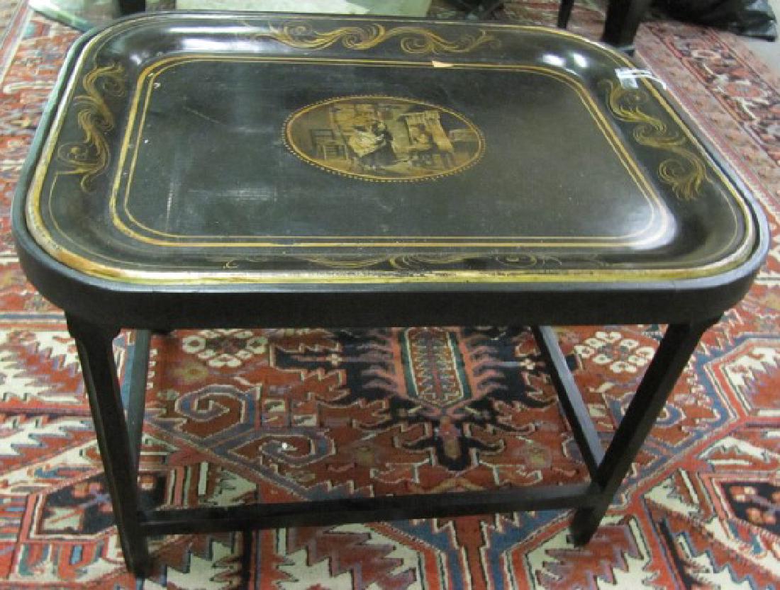 Tole Tray in Custom Stand: Tole Tray in Custom Stand