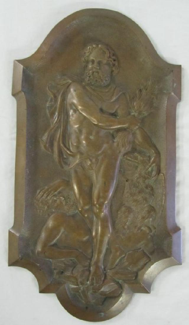 c.1900 bronze plaque, marked Cast by the Metallic: c.1900 bronze plaque, marked Cast by the Metallic Compress Casting Co. Boston MA