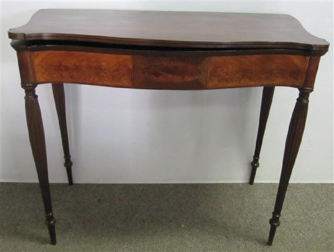 Sheraton Game Table (INV31) Sheraton Mahogany Games: Sheraton Game Table (INV31) Sheraton Mahogany Games Table on Turned & Fluted Legs Circa 1830 29.5"H x 23.5"W