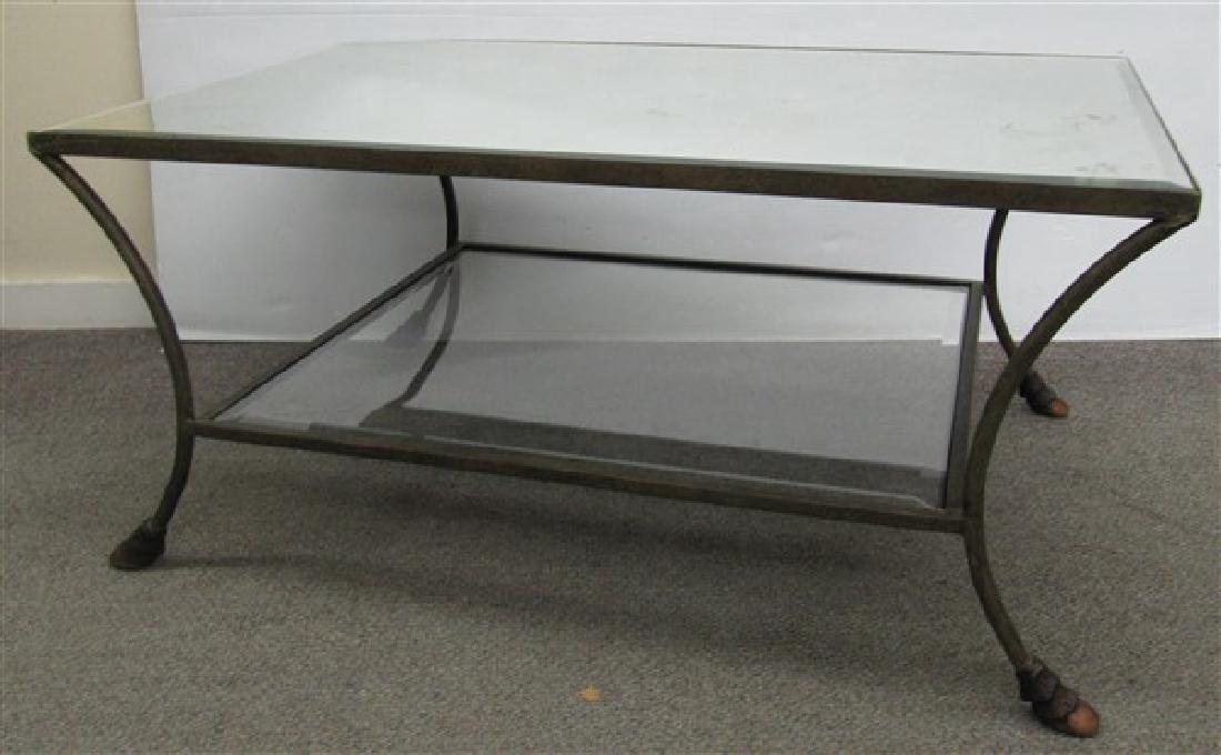 Mirror Top Coffee Table (INV85) Mirror Top Coffee Table: Mirror Top Coffee Table (INV85) Mirror Top Coffee Table with Hoof Feet