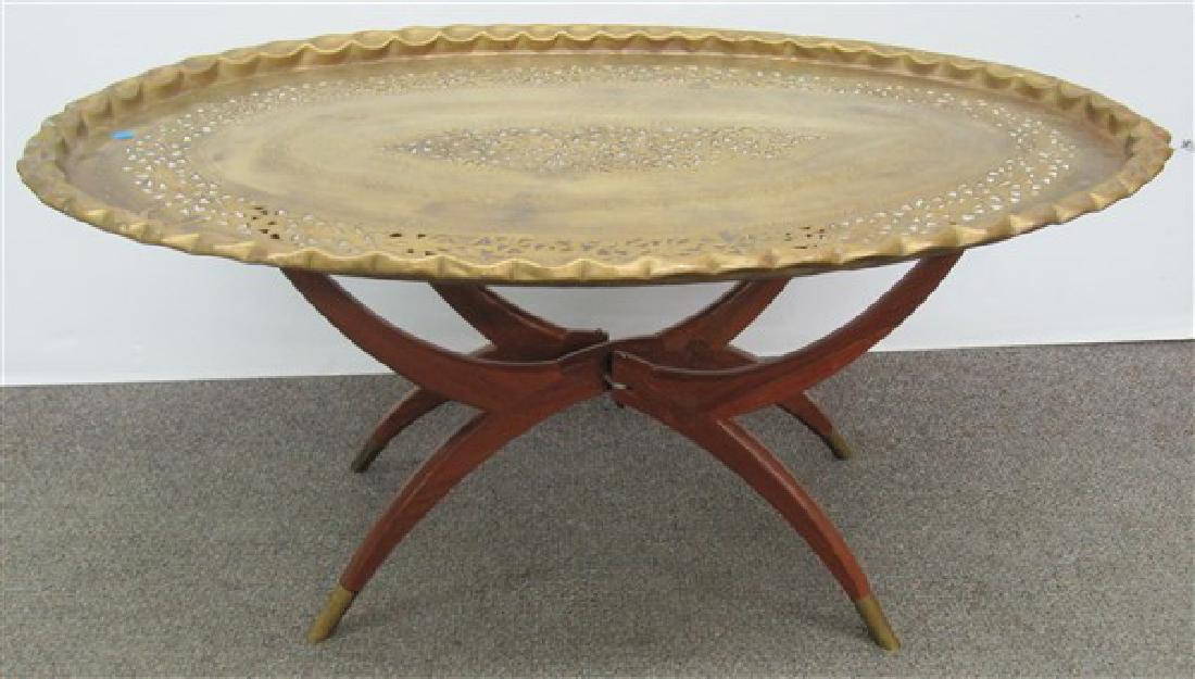 Scissor Base and Brass Tray Table: Scissor Base and Brass Tray Table
