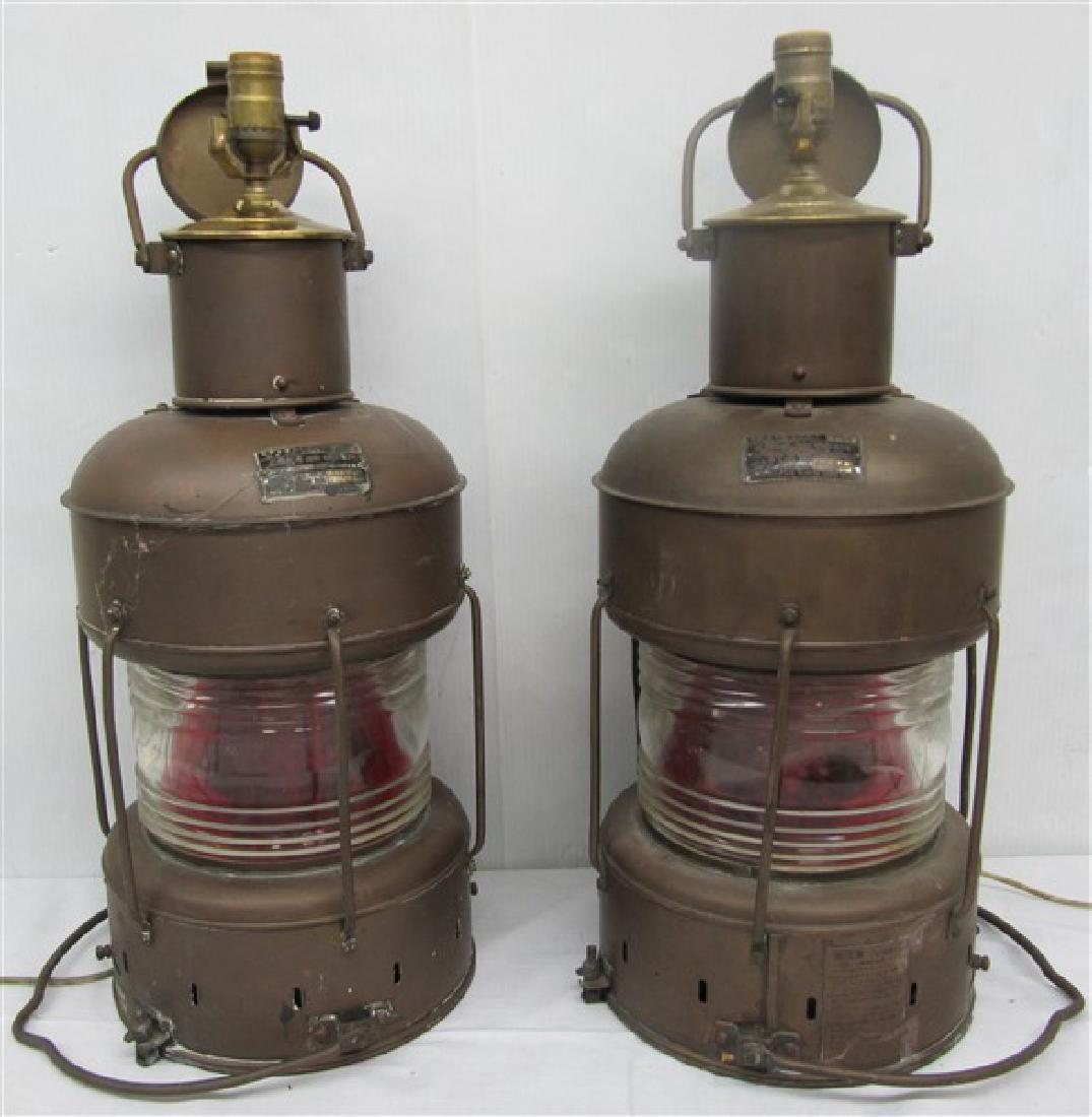 Matched Pr of 20" Copper Lanterns: Matched Pr of 20" Copper Lanterns