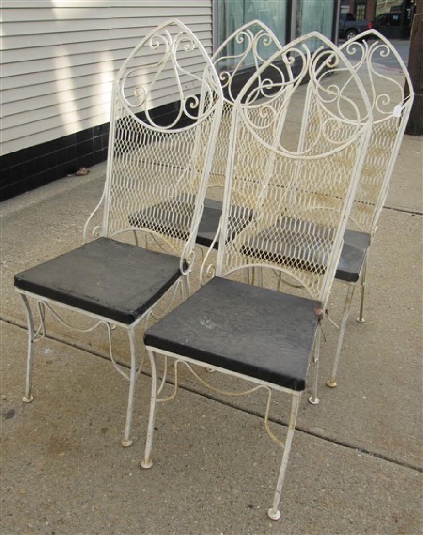 4 Mesh Seat Iron Gothic Style Garden Chairs: 4 Mesh Seat Iron Gothic Style Garden Chairs